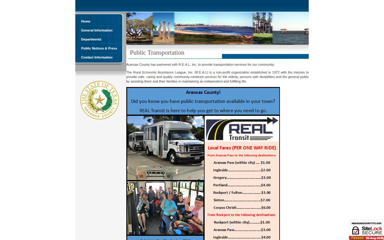 Aransas County transportation information after jail release